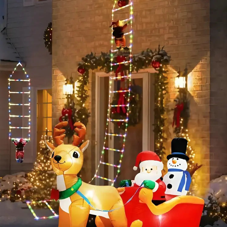 Climbing Santa with LED Ladder – Outdoor Christmas Balcony Decoration
