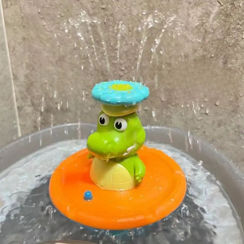 LED Bath Fountain Crocodile - Swappable Attachments & Color Light Effects