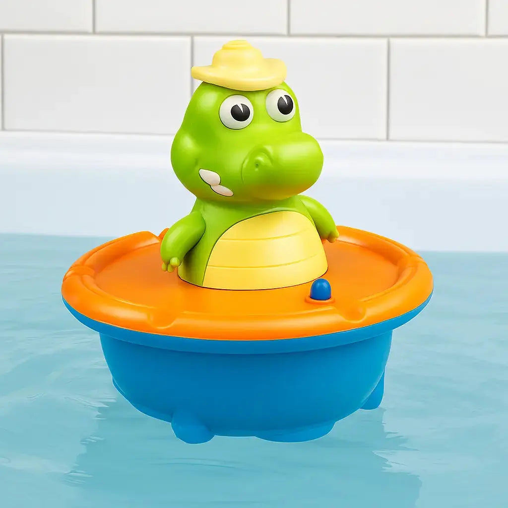 LED Bath Fountain Crocodile - Swappable Attachments & Color Light Effects