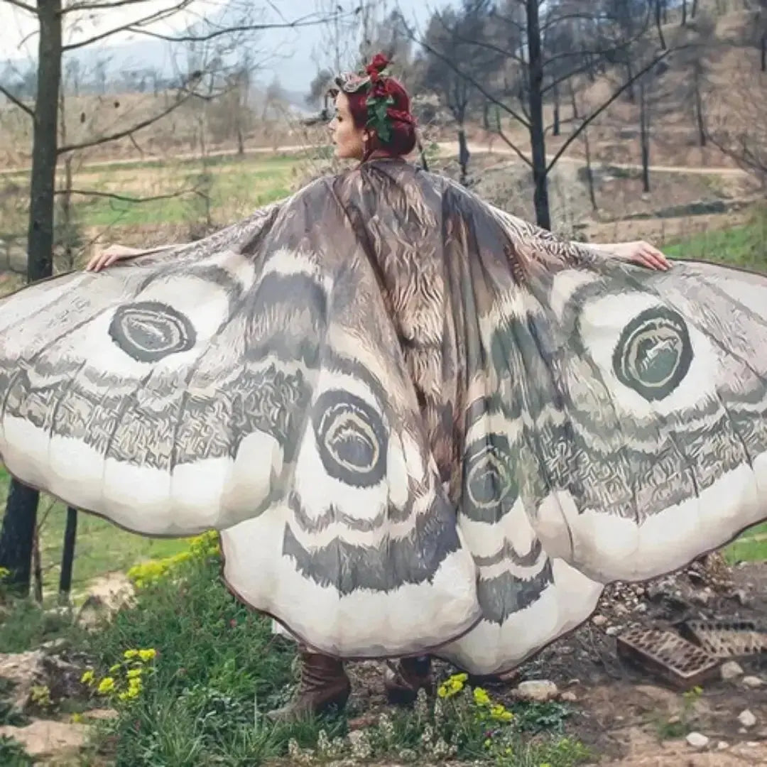 Gray Moth Wing Costume Cape