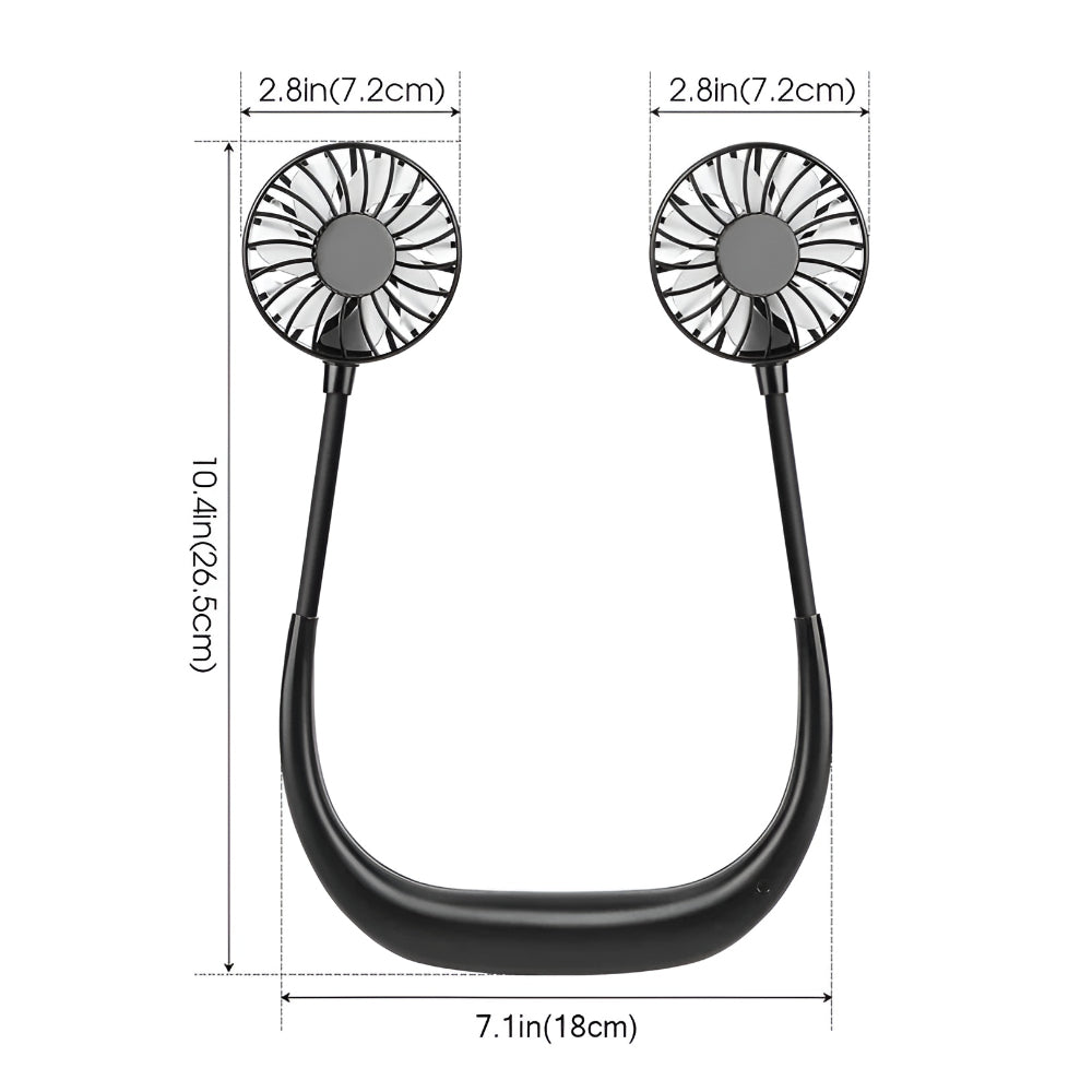 Portable Neck Fan - Hands-Free Rechargeable Cooling Device for Home & Outdoors