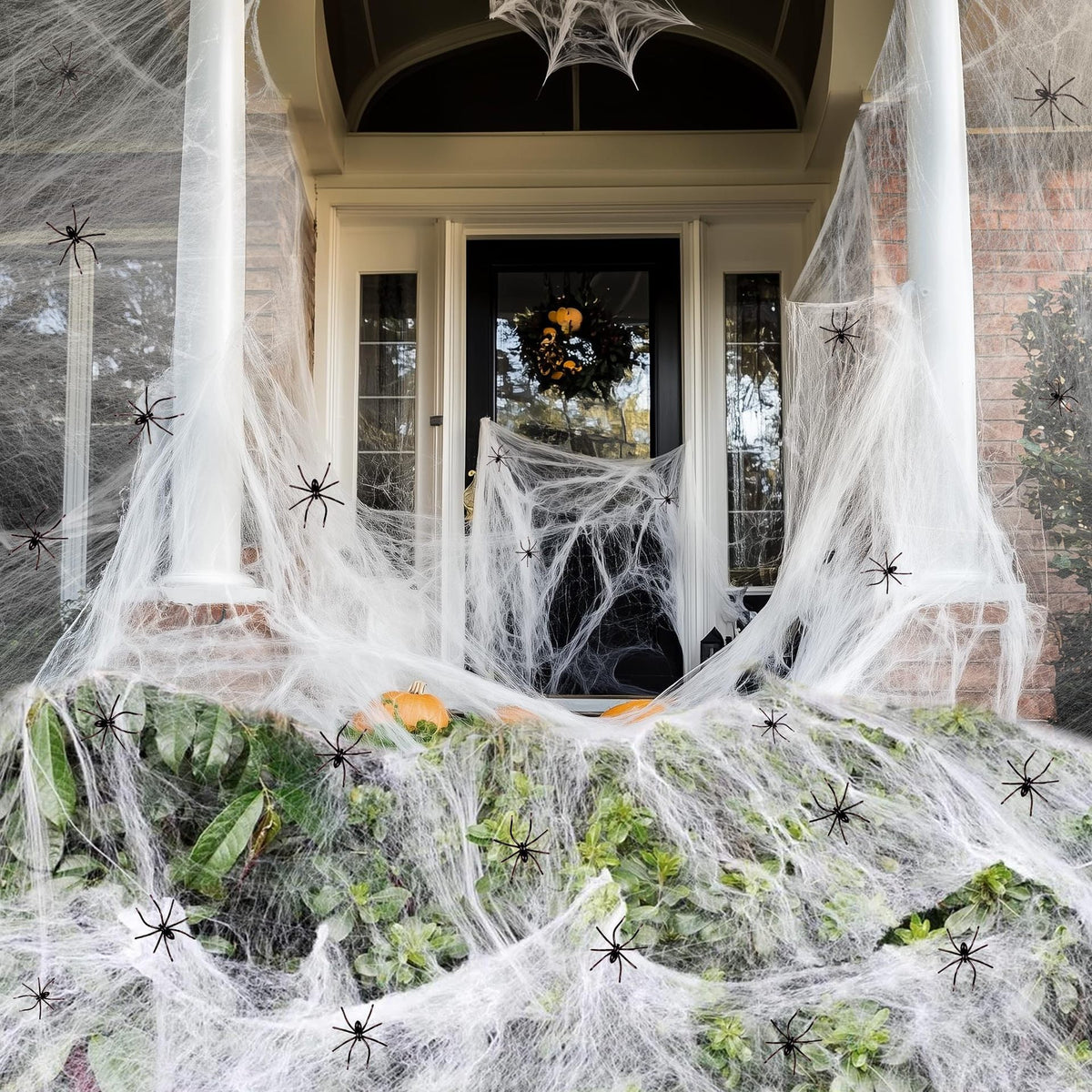 Stretchable Faux Spider Web Set with Spiders