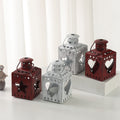 Shabby-Chic Square Tea Light Lantern with Christmas Tree Cut-Out