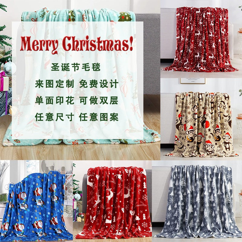 Festive Holiday Themed Plush Throw Blanket