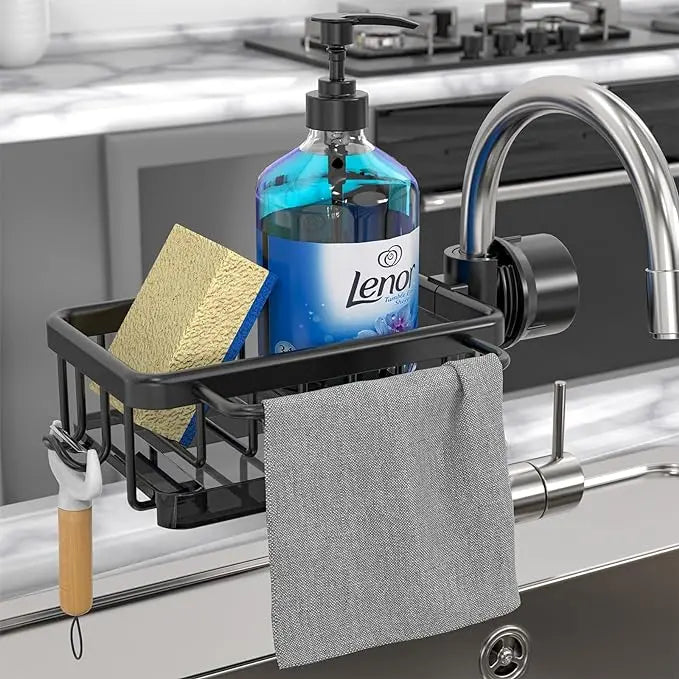 Kitchen Faucet Organizer – Rust-Resistant Aluminum, Suction Mount & Tidy