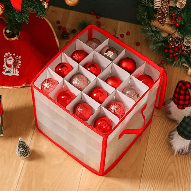 Clear Plastic Christmas Ornament Storage Box with Compartments