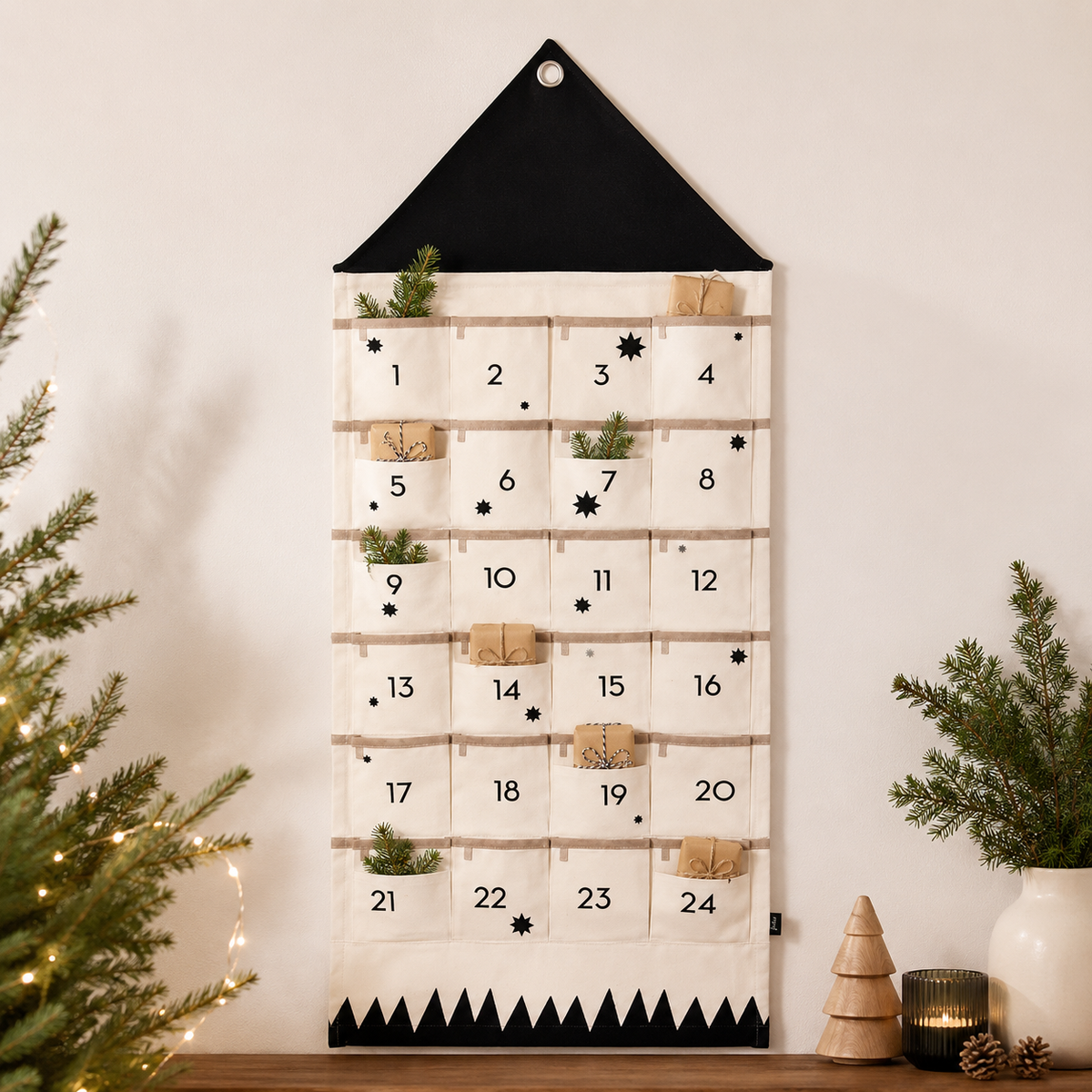 Fabric Christmas Countdown Calendar for Kids – 24 Pockets