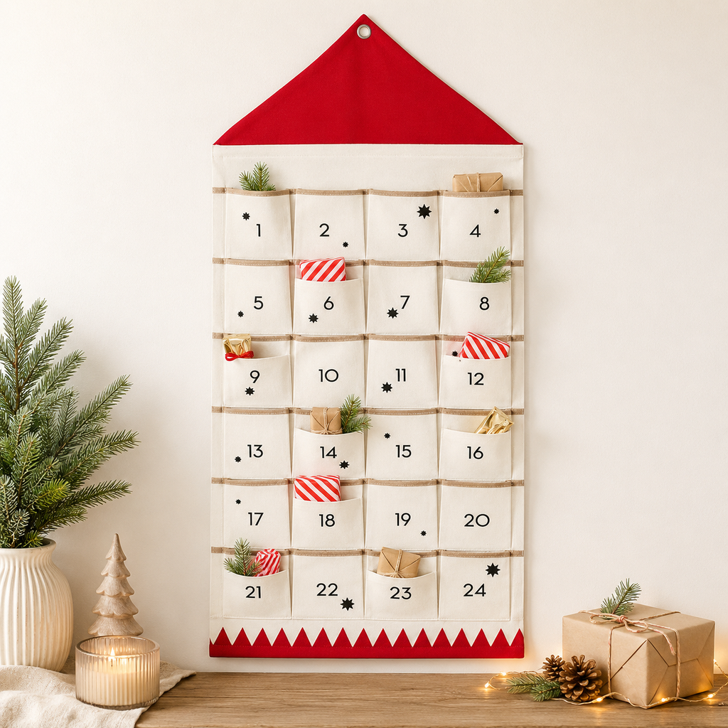 Fabric Christmas Countdown Calendar for Kids – 24 Pockets