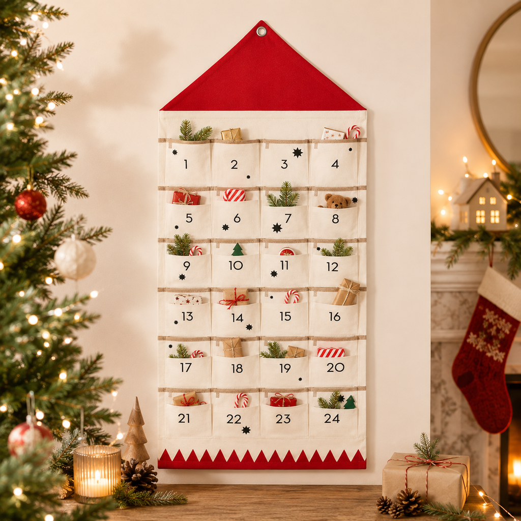 Fabric Christmas Countdown Calendar for Kids – 24 Pockets