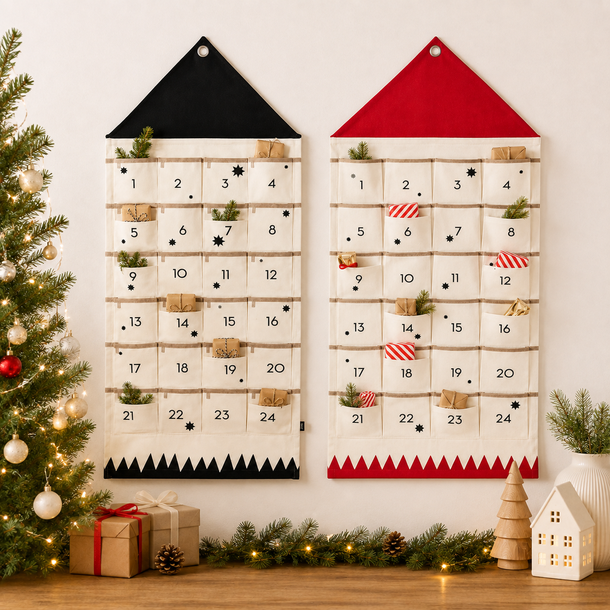 Fabric Christmas Countdown Calendar for Kids 24 Pockets