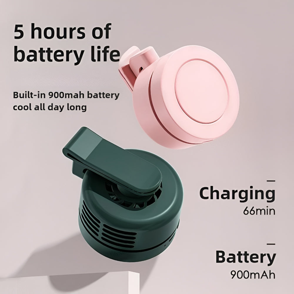 Mini Clip-On Neck Fan - Portable Adjustable Foldable Personal Cooling Fan