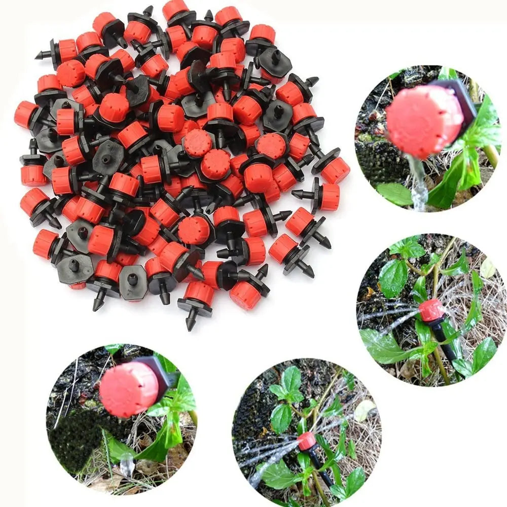 Drip Irrigation Drippers 100-Pack – Adjustable Precise & Efficient Plant Watering