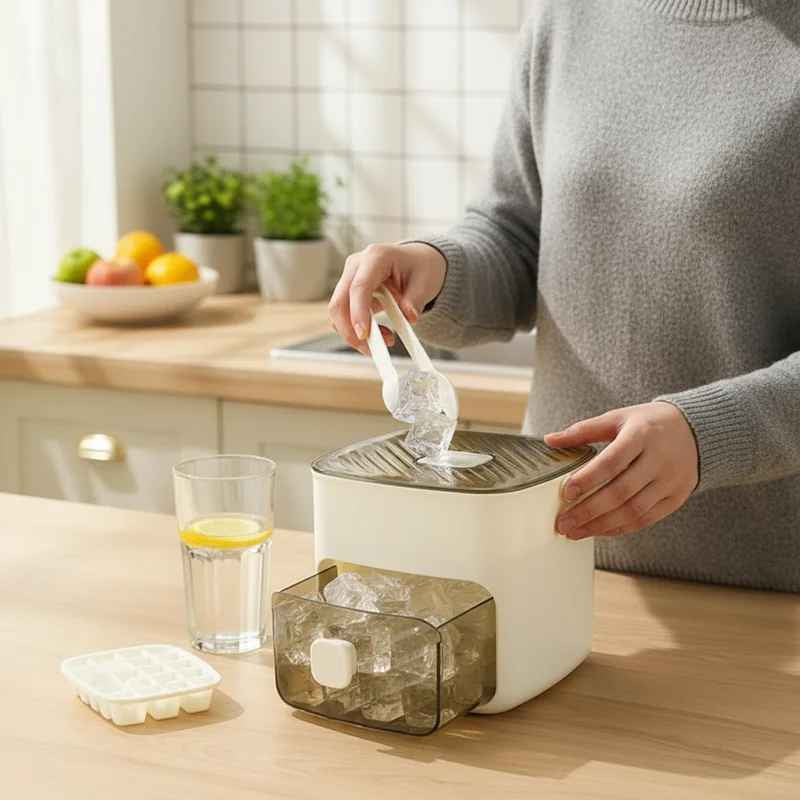 Ice Cube Tray with Push Function – 48 Cubes No-Spill & Easy Release Design