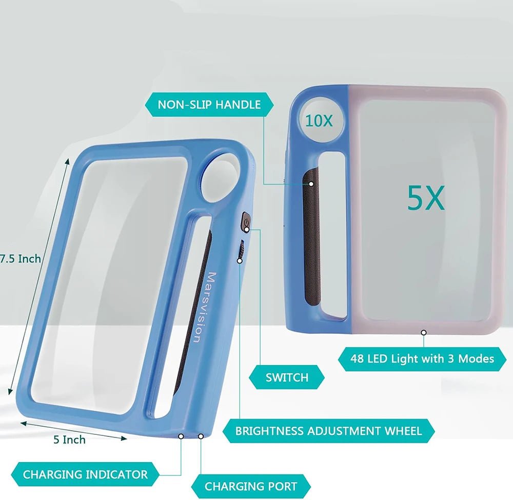 LED Magnifying Glass 5× & 10× – USB Rechargeable, 48 LEDs & Hands-Free