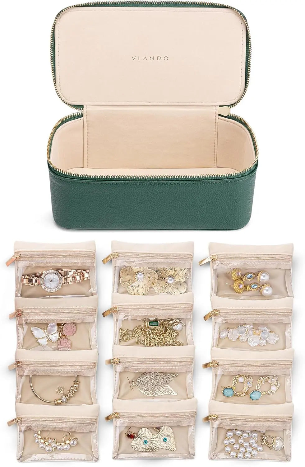 Jewelry Box with Clear Pouches – Organized Storage, Stackable & Travel-Ready