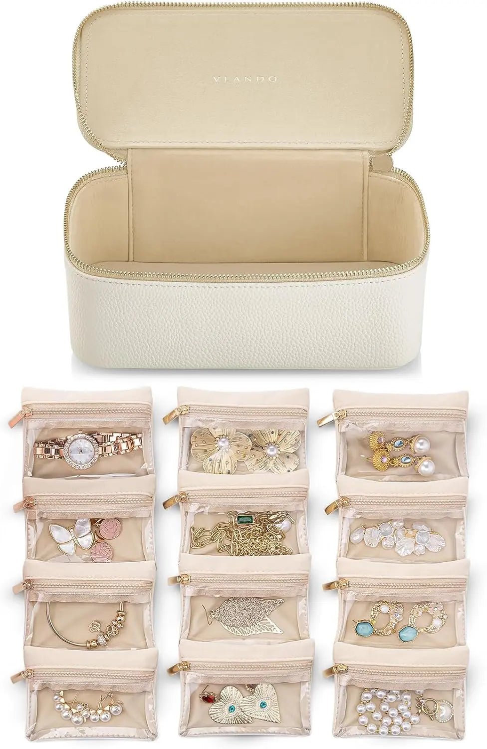 Jewelry Box with Clear Pouches – Organized Storage, Stackable & Travel-Ready