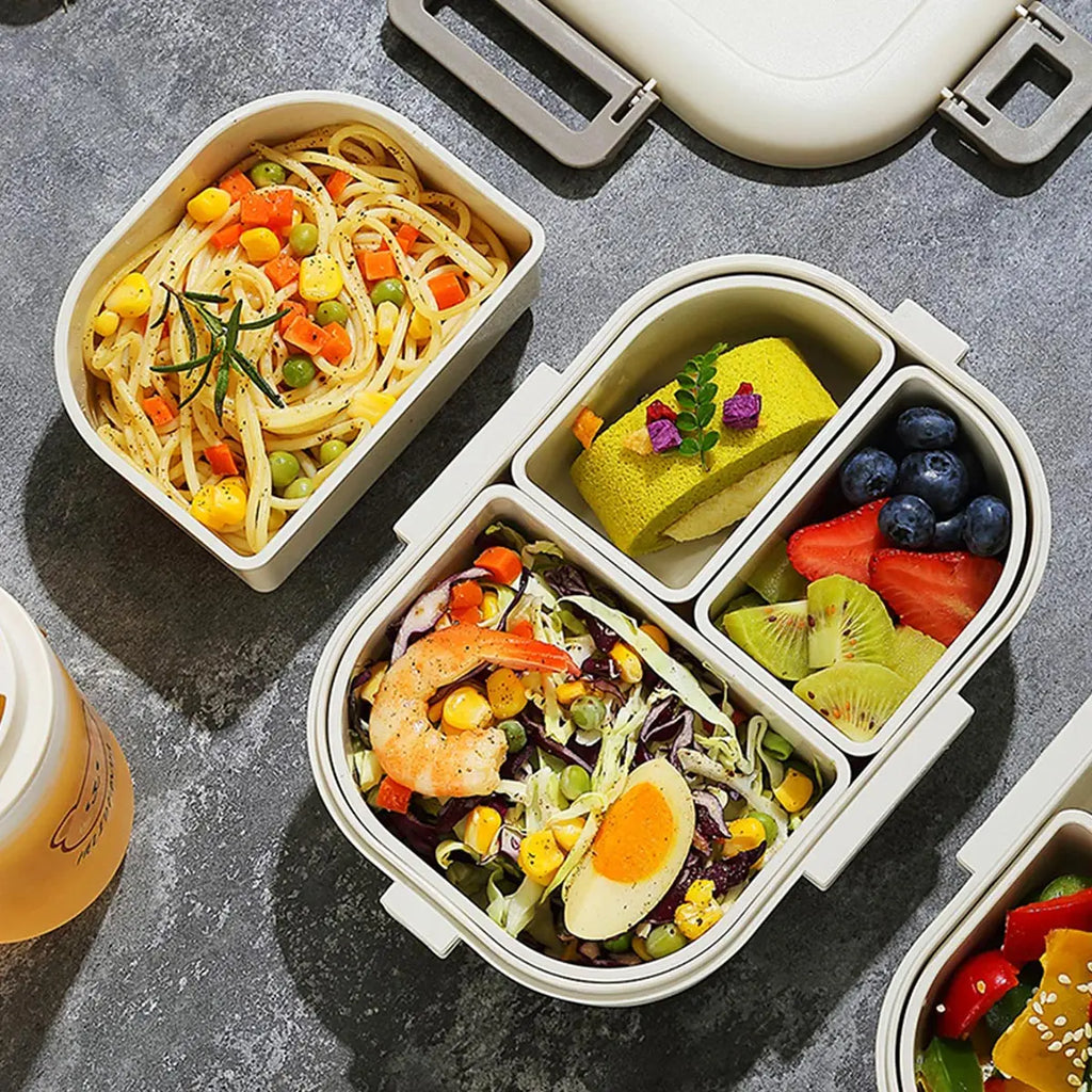 Bento Lunch Boxes – 3-Compartment 800ml, Leak-Proof &amp; Microwave Safe