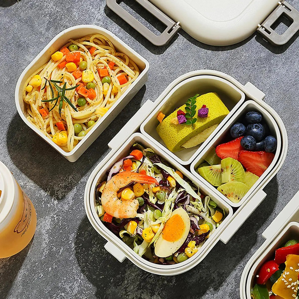 Bento Lunch Boxes – 3-Compartment 800ml, Leak-Proof &amp; Microwave Safe