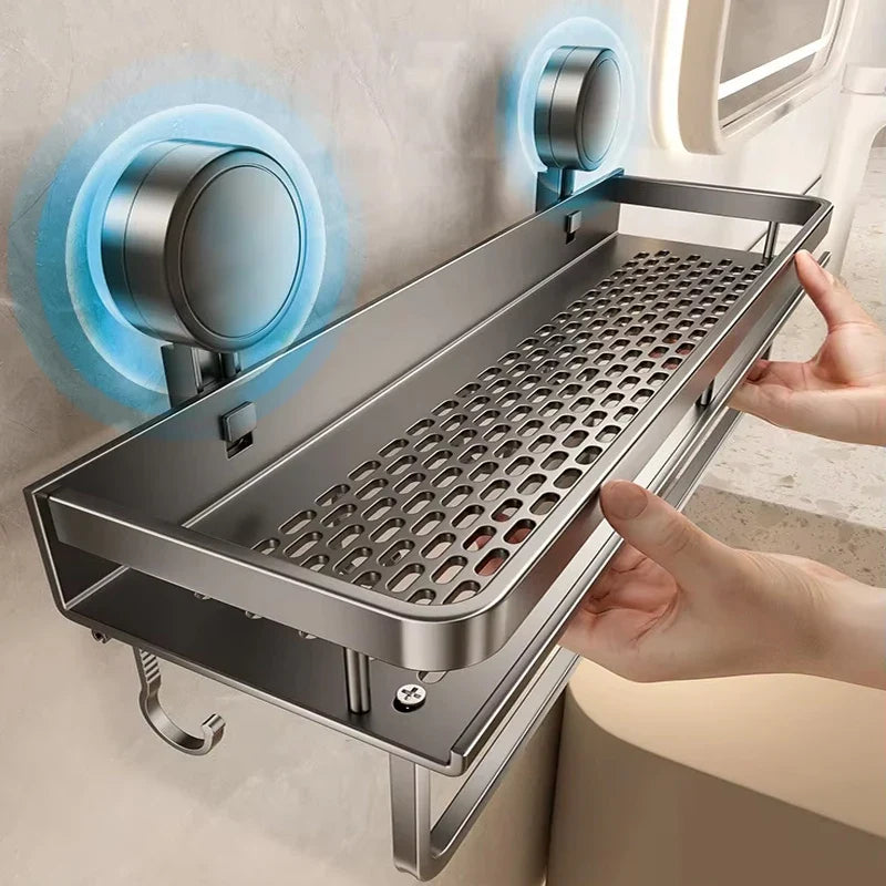 Suction Cup Bathroom Shelf – No Drill, 3 Sizes & Waterproof Wall Mount