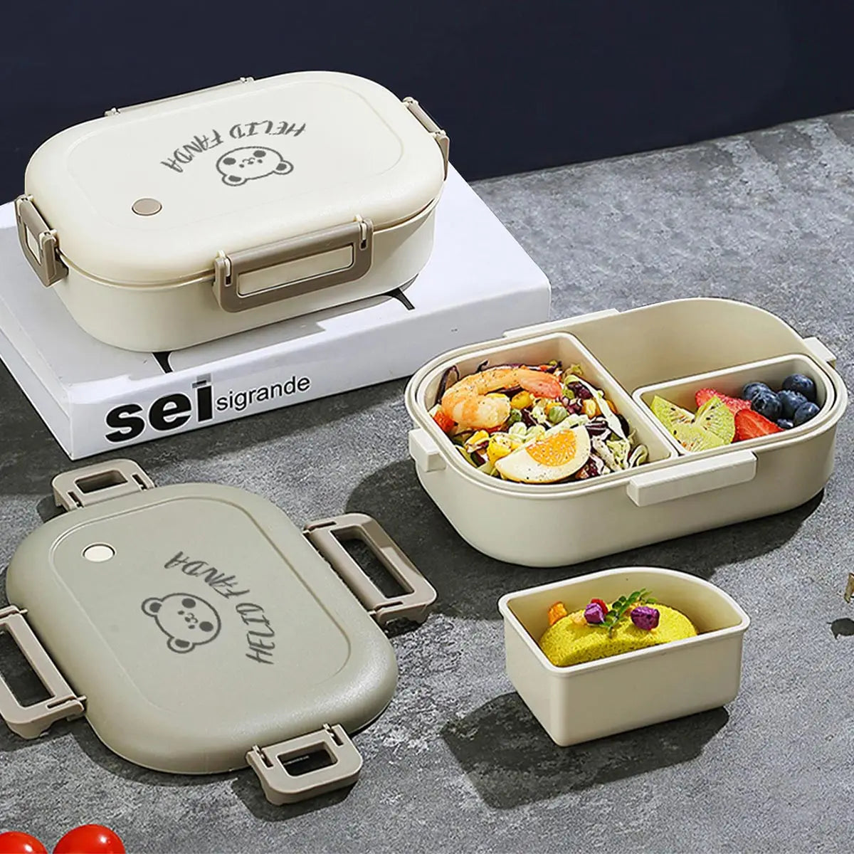 Bento Lunch Boxes – 3-Compartment 800ml, Leak-Proof &amp; Microwave Safe
