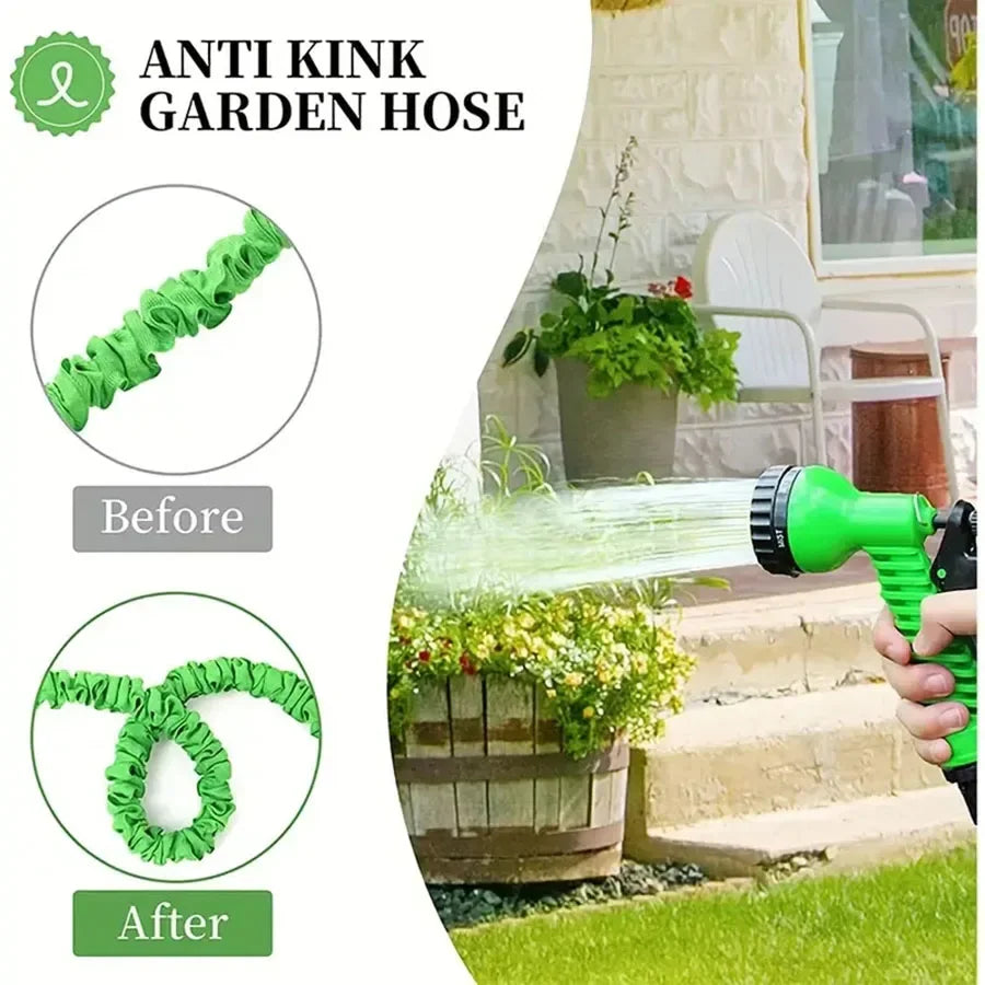 Expandable Garden Hose – 7-Function Spray Gun, Expands 3× & Lightweight
