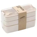 Bento Lunch Boxes – 3-Tier Wheat Straw 900ml, Leak-Proof with Utensils