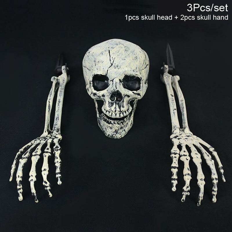 Bone-Tone Skull and Skeletal Arm Decoration Set