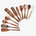 Wooden Kitchen Utensil Set – 11-Piece with Whisk &amp; Holder