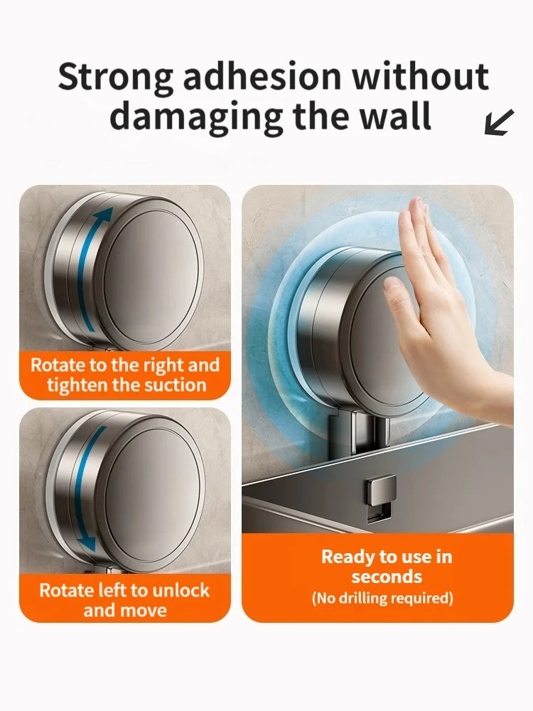 Suction Cup Bathroom Shelf – No Drill, 3 Sizes & Waterproof Wall Mount