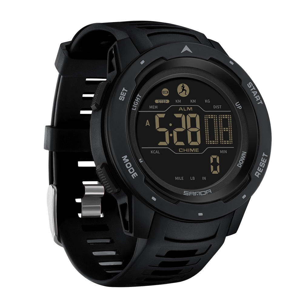 Military Pedometer Watch – Waterproof Digital Steps Distance & Outdoor