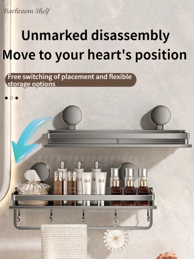 Suction Cup Bathroom Shelf – No Drill, 3 Sizes & Waterproof Wall Mount