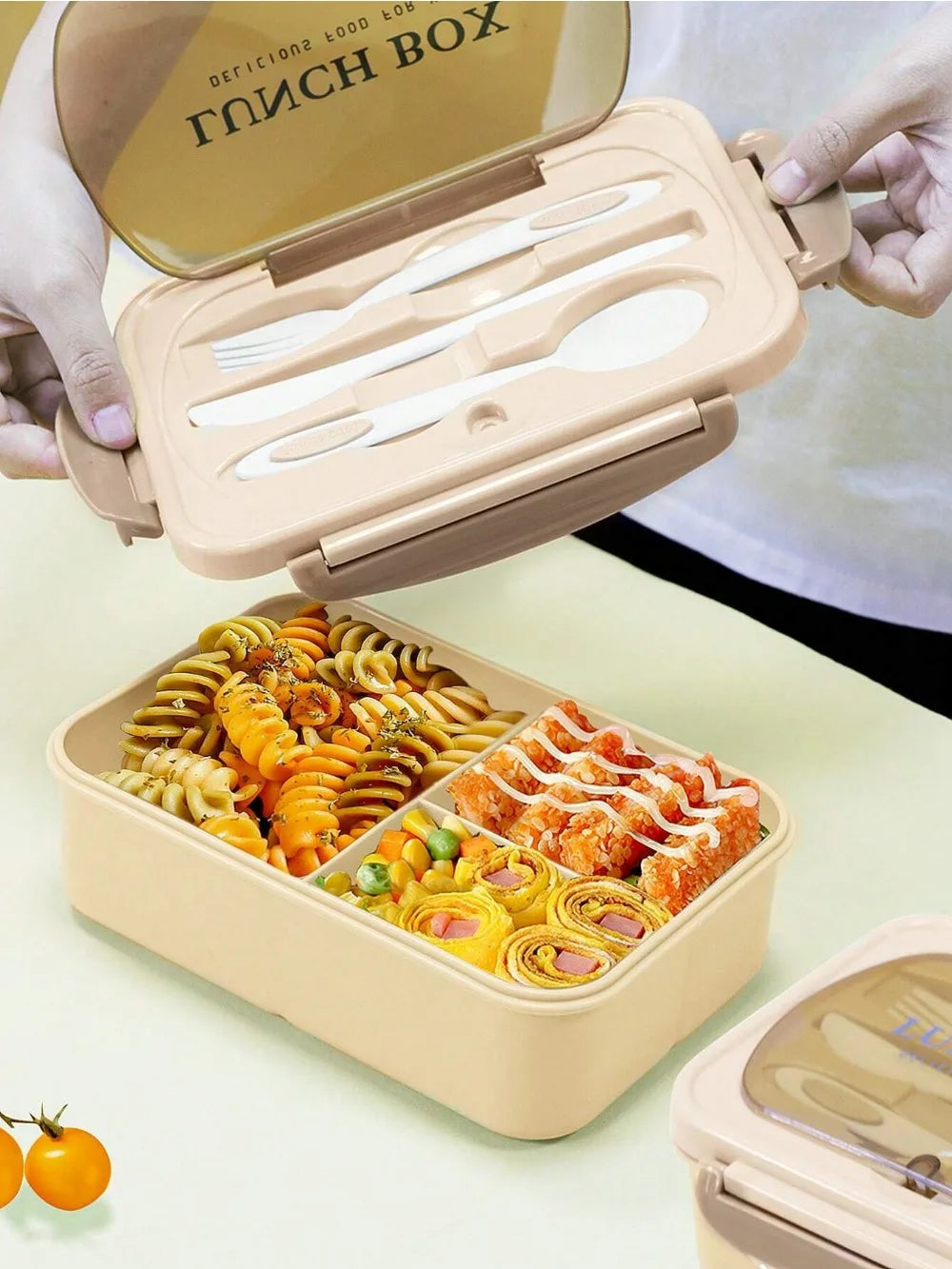 Bento Lunch Boxes – 4-Compartment 1200ml, Leak-Proof with Utensils
