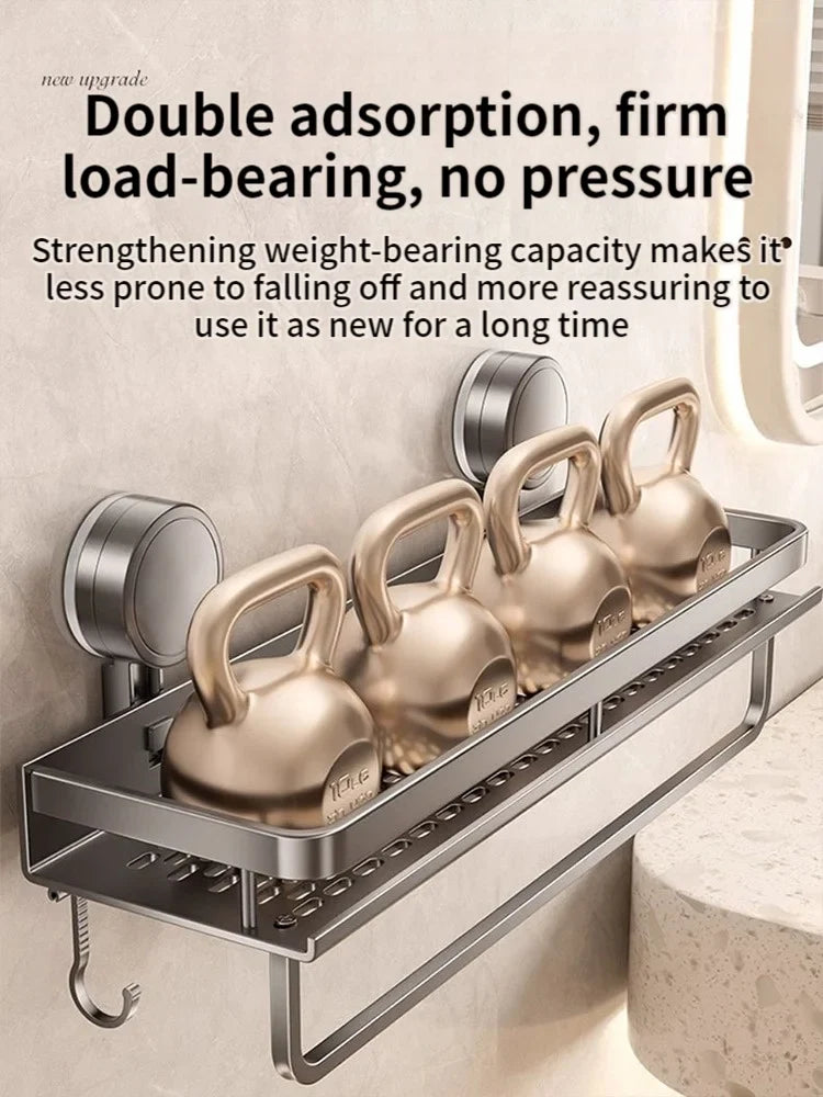 Suction Cup Bathroom Shelf – No Drill, 3 Sizes & Waterproof Wall Mount