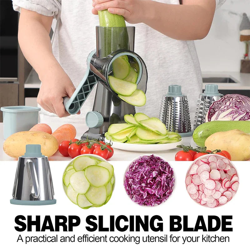 Rotary Cheese Grater – 3 Interchangeable Drums & Easy Cleaning