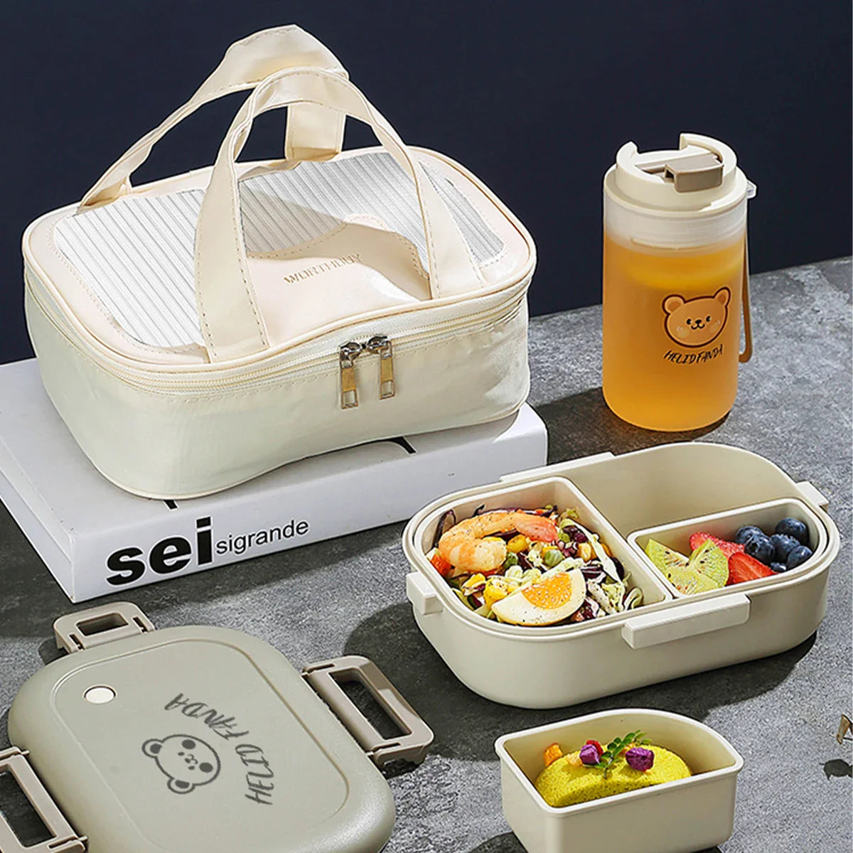 Bento Lunch Boxes – 3-Compartment 800ml, Leak-Proof &amp; Microwave Safe