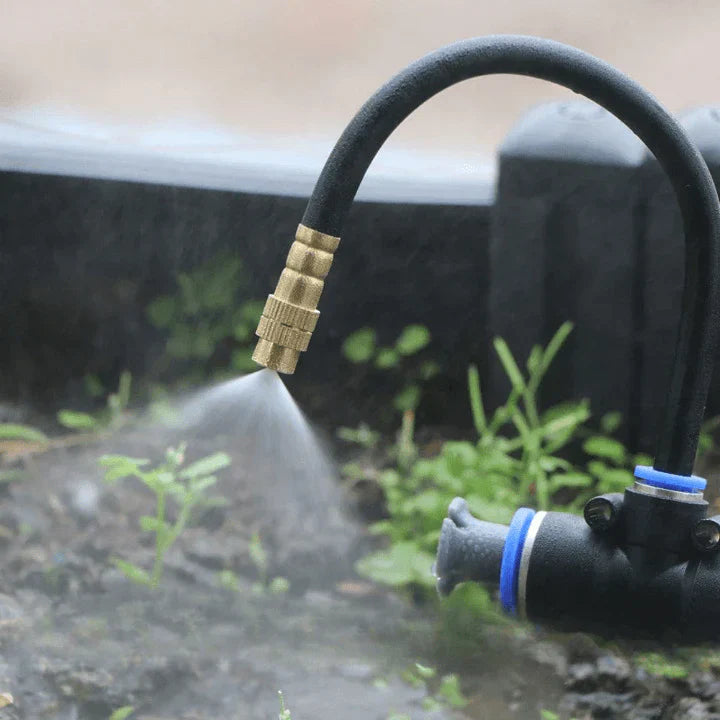 Garden & Balcony Irrigation System – 360° Spray Nozzles, Automatic & No Power Required