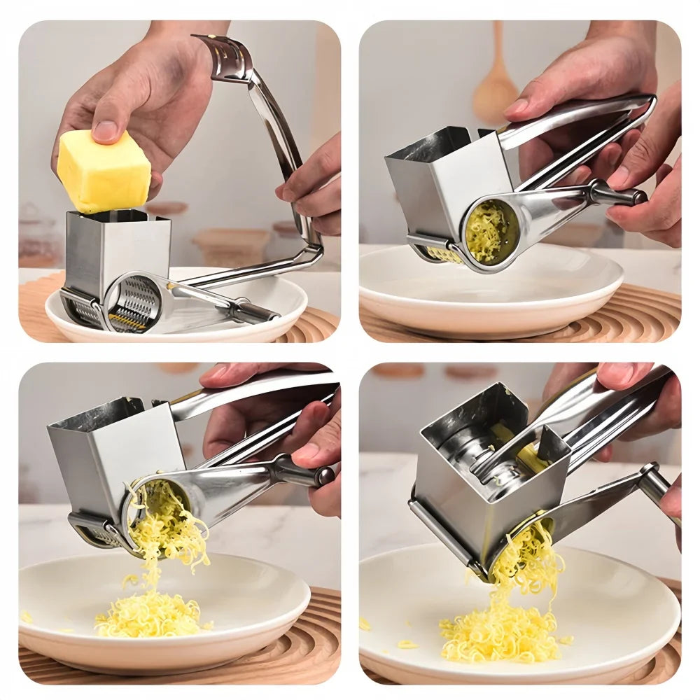 Rotary Cheese Grater – Stainless Steel Hand Crank & Easy Kitchen Shredder