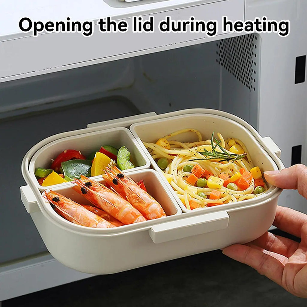 Bento Lunch Boxes – 3-Compartment 800ml, Leak-Proof &amp; Microwave Safe