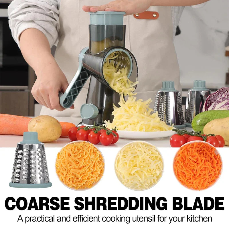 Rotary Cheese Grater – 3 Interchangeable Drums & Easy Cleaning