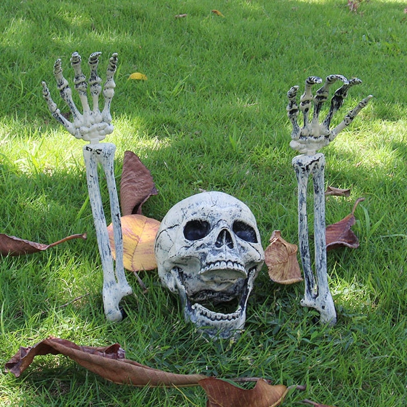 Bone-Tone Skull and Skeletal Arm Decoration Set