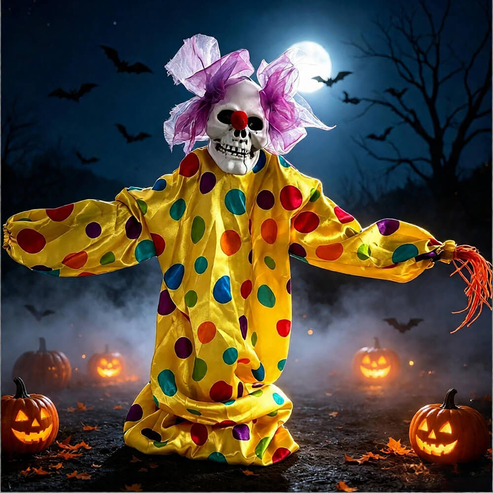 Sound-Activated Skeleton Clown Yard Stake