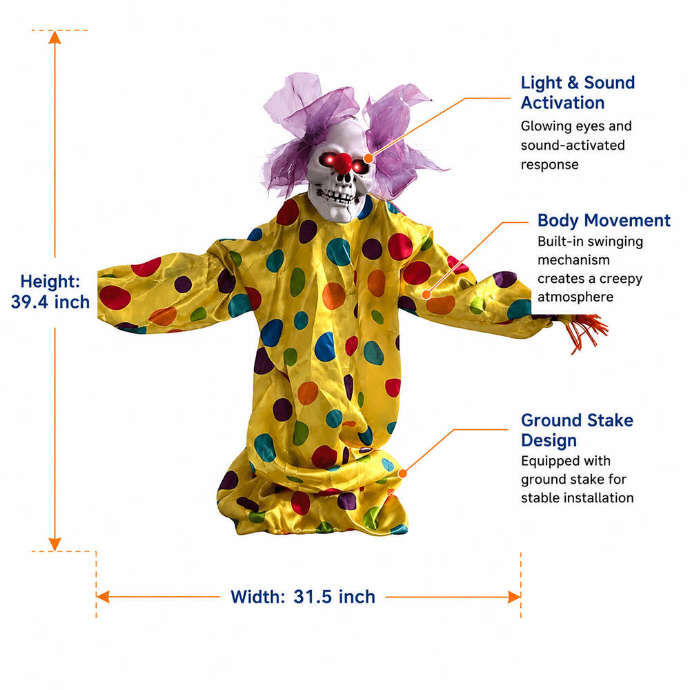 Sound-Activated Skeleton Clown Yard Stake
