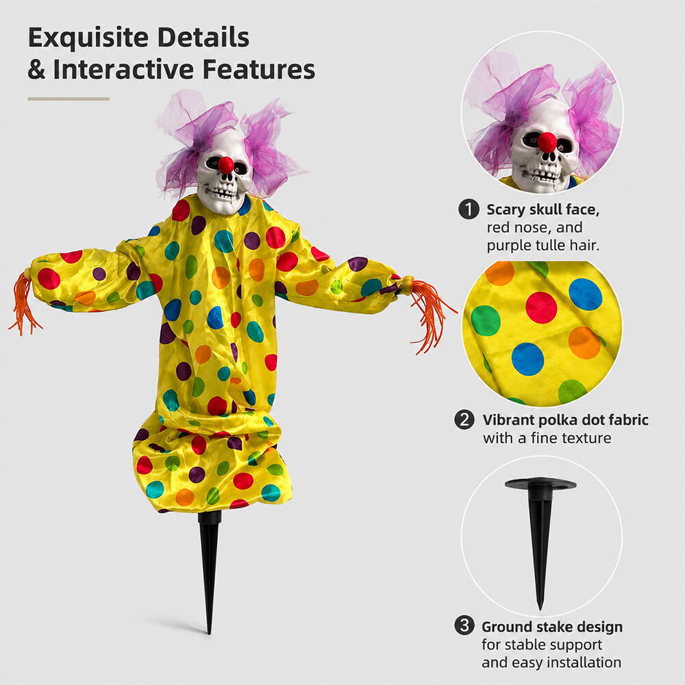 Sound-Activated Skeleton Clown Yard Stake