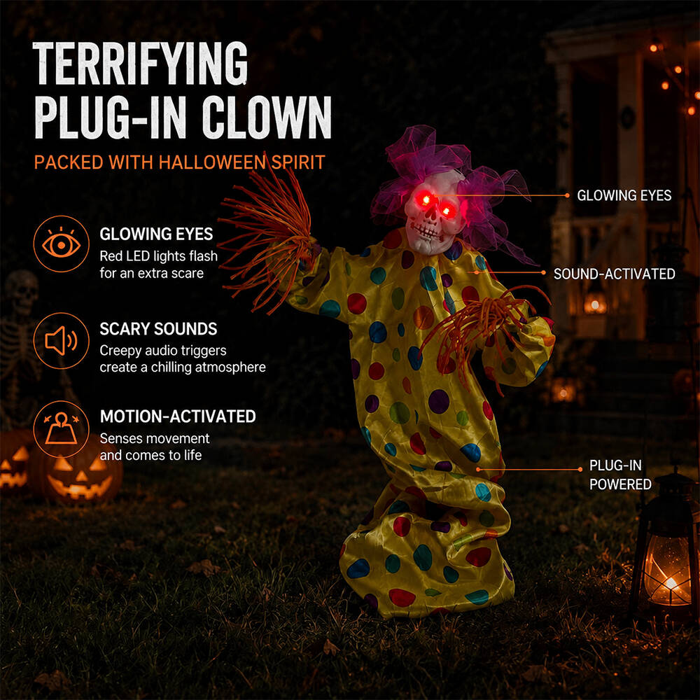 Sound-Activated Skeleton Clown Yard Stake