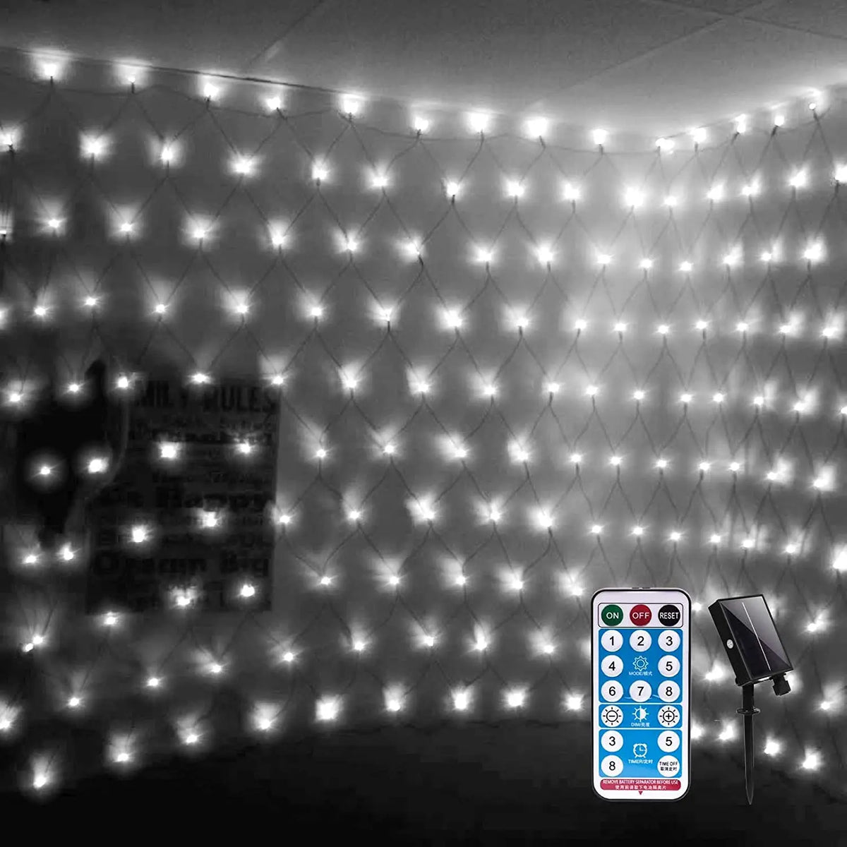 Solar LED Net Lights – Outdoor Christmas Lighting Net with 8 Modes