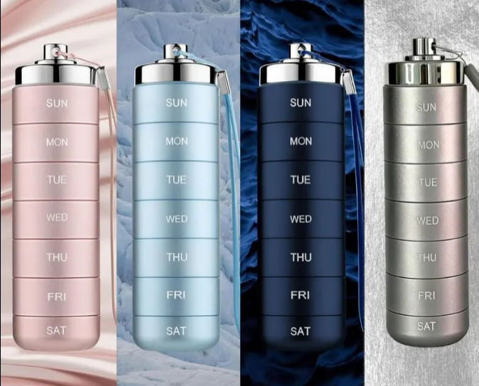 Weekly Pill Organizer - 7-Day Waterproof Aluminum Case for Travel & Home