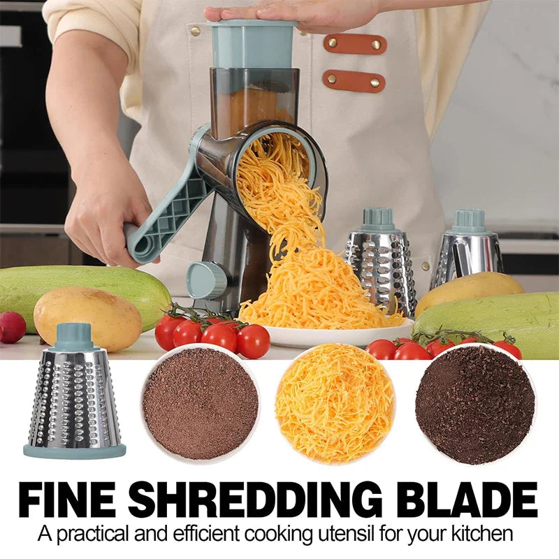 Rotary Cheese Grater – 3 Interchangeable Drums & Easy Cleaning