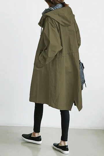 Windproof Women's Trench Coat – Hooded Waterproof Outdoor Jacket
