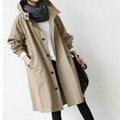 Windproof Women's Trench Coat – Hooded Waterproof Outdoor Jacket