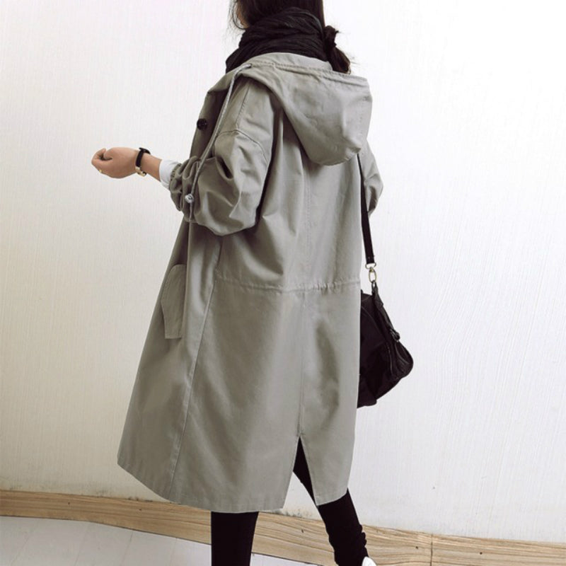 Windproof Women's Trench Coat – Hooded Waterproof Outdoor Jacket